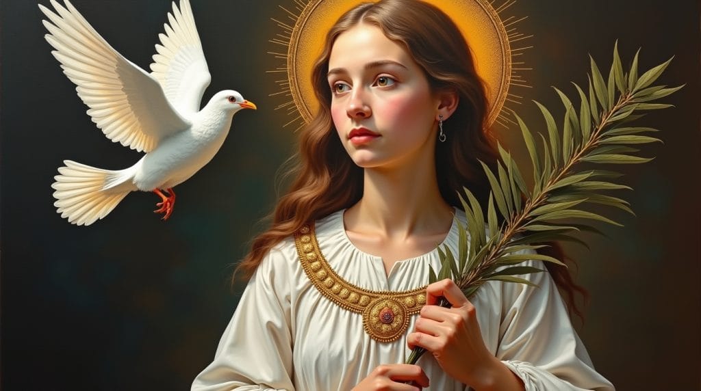 Flux Dev bold acrylic painting Ultra realistic young Saint Cat 3 - Katalikams Lapkričio 25 d. Šv. Kotryna Aleksandrietė